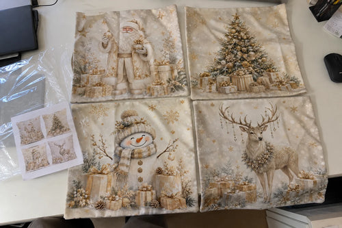 1/4 Pièces de Housses de Coussin Dorées pour Décoration de Noël en Polyester pour la Maison, la Voiture et le Canapé — photo